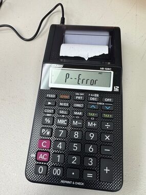 Casio HR-10RC Black Printing Calculator with Casio model ad-a60024 ac adapter